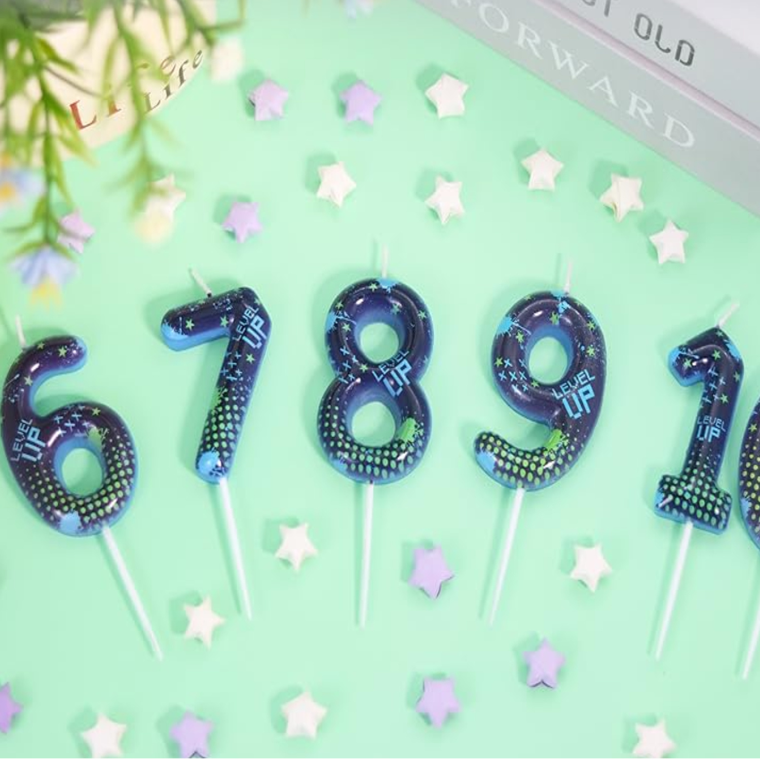 Candle Supply - Candeline di compleanno blu Game Boy