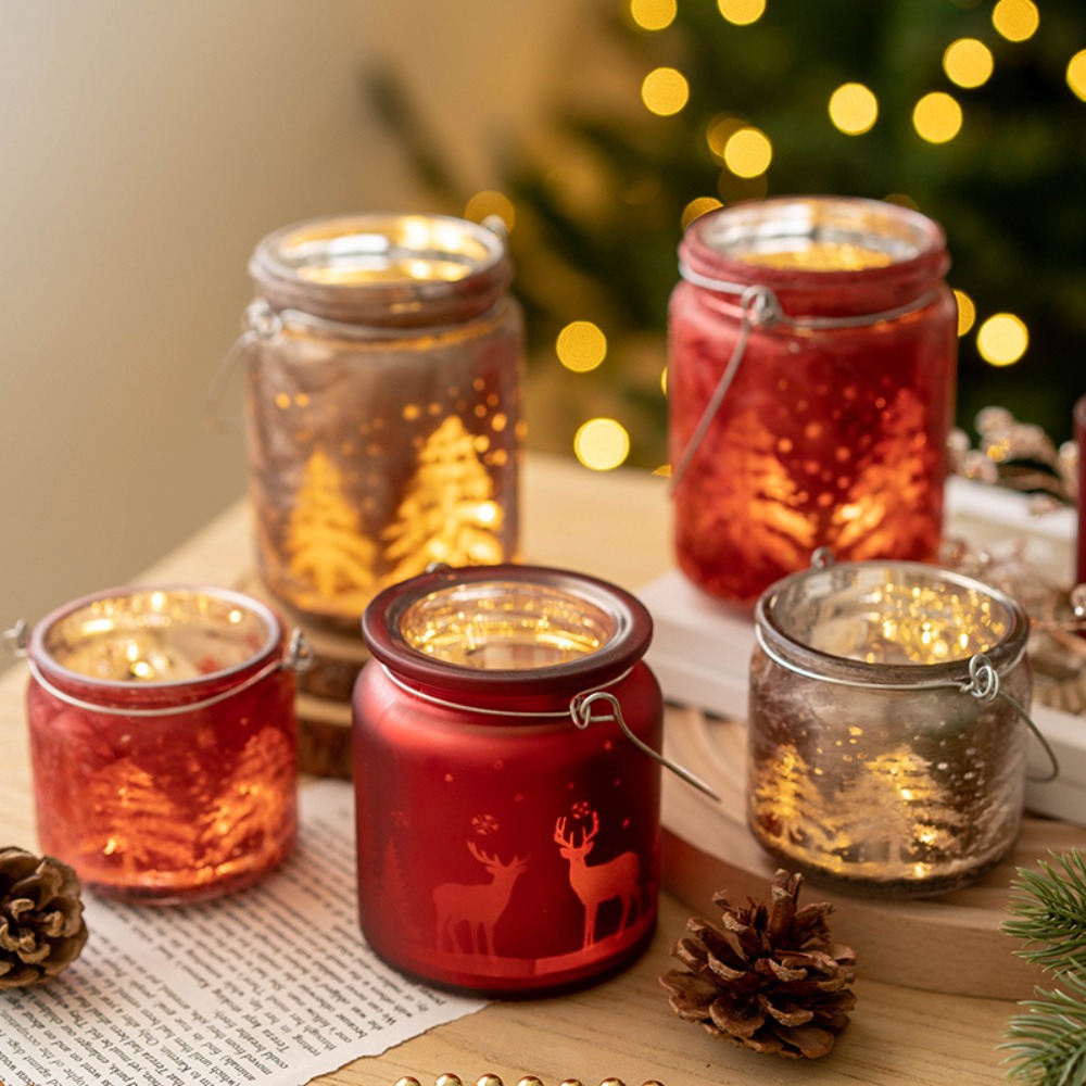 Candle Glass Supplies - Portacandele natalizio in vetro elettrolitico, tazza